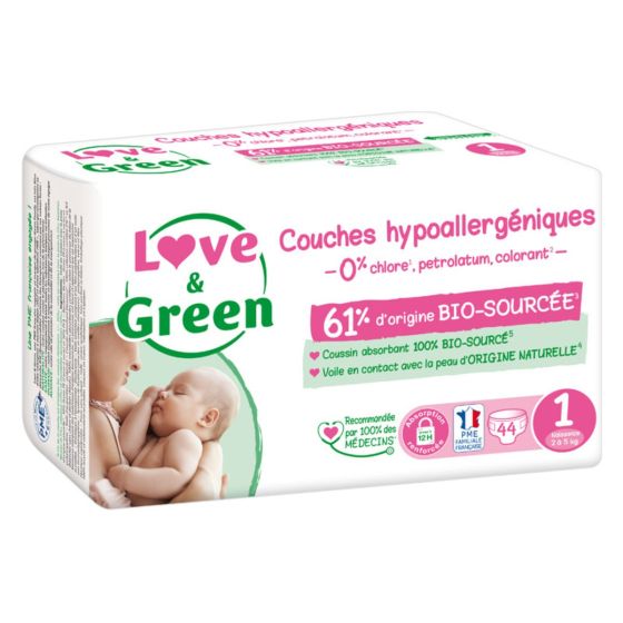 Love and Green diaper size 1 (2 à 5 kg) x 44 Love and Green