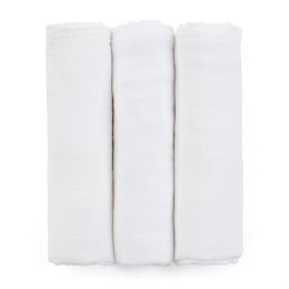 Petite&Mars - Moussy -Set of 3  Bamboo muslin swaddles - White