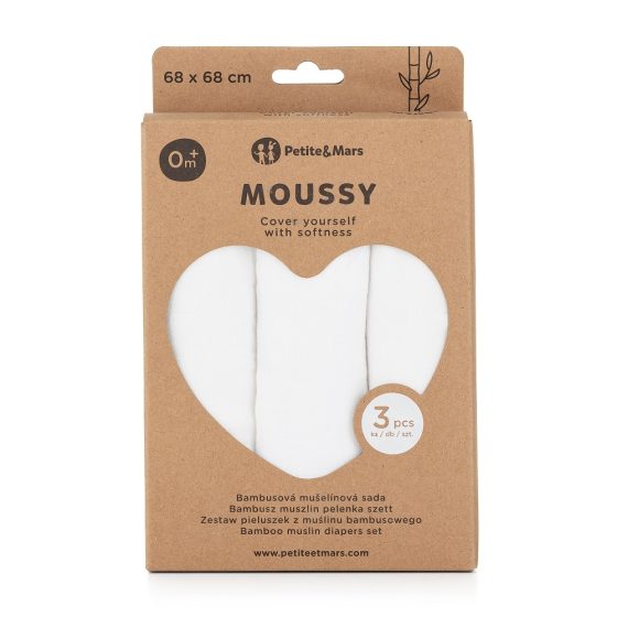 Petite&Mars - Moussy -Set of 3  Bamboo muslin swaddles