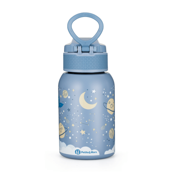 Petite&Mars - Gourde isotherme en acier inoxydable avec paille 350 ml