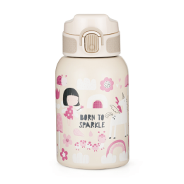 Stainless steel water bottle with straw 350 ml