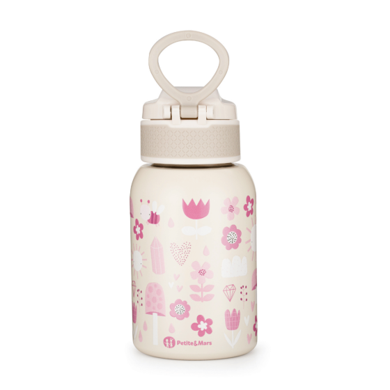 Stainless steel water bottle with straw 350 ml