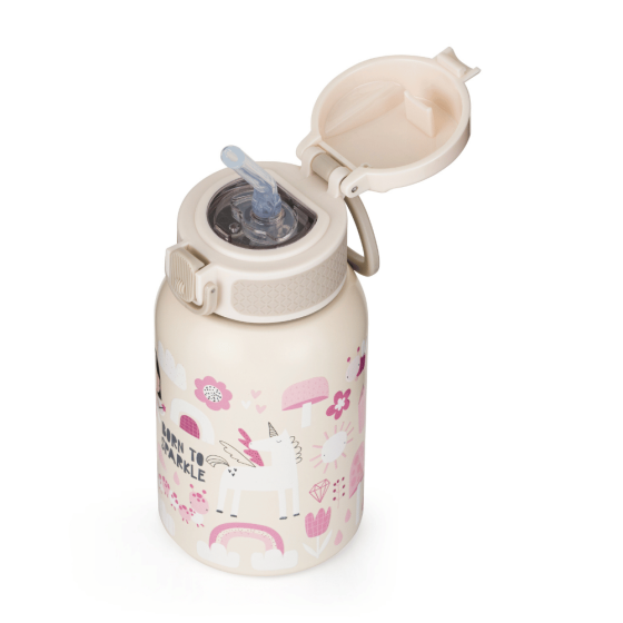 Stainless steel water bottle with straw 350 ml