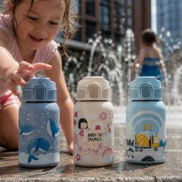 Petite&Mars - Gourde isotherme en acier inoxydable avec paille 350 ml