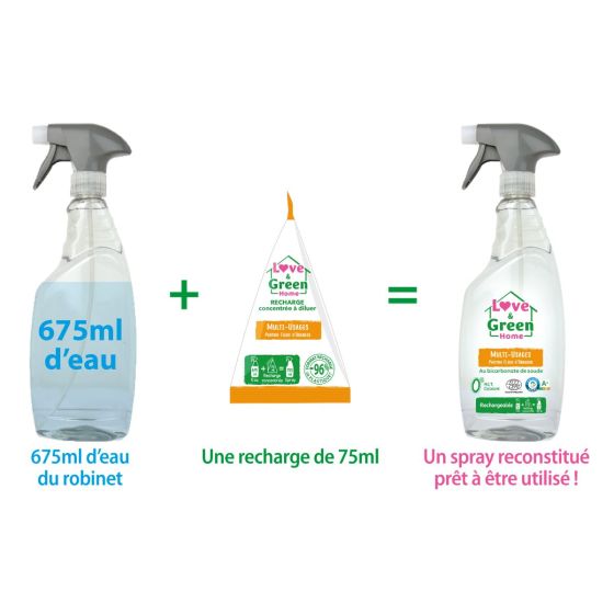 Love and Green Nettoyant écologique multi-usages Parfum Fleur d'Oranger au bicarbonate de soude - 750ml Love and Green