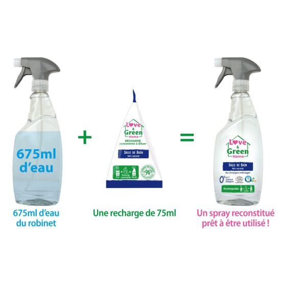 Love and Green Ecological anti-limescale bathroom cleaner with household vinegar Love and Green
