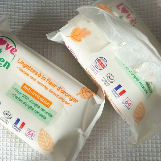 Love and Green wipes 0% organic orange Blossom x 64 Love and Green