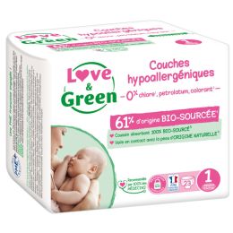 Love and green disposable diapers size 1 (2 to 5 kg) x23 Love and Green