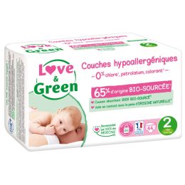 Love and Green Couches jetables taille 2 (3 à 6 kg) x 44 Love and Green