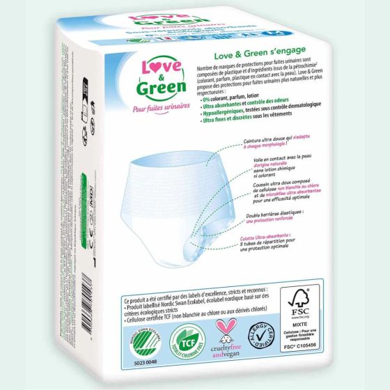 Love and Green Sous-Vêtements Absorbants Nuit Écologiques pour Fuites Urinaires PLUS NUIT Love and Green