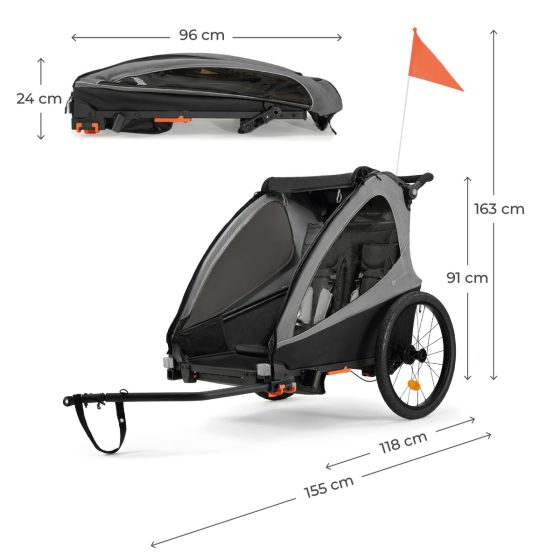 KinderKraft Nava Walk - 2en1 Remorque vélo enfant + Poussette Kinderkraft