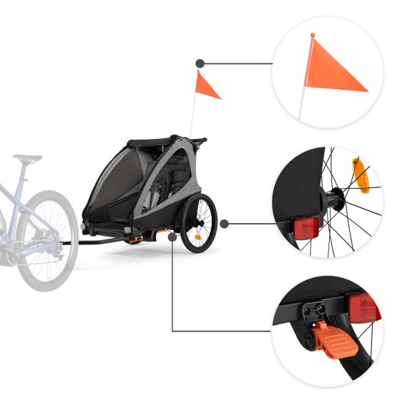 KinderKraft Nava Walk - 2en1 Remorque vélo enfant + Poussette Kinderkraft