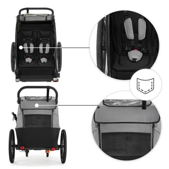 KinderKraft Nava Walk - 2 in 1 Bike Trailer for Kids + Stroller