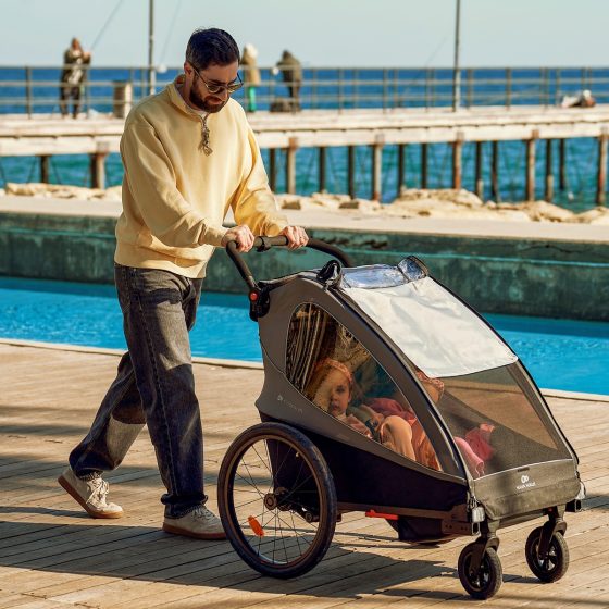 KinderKraft Nava Walk - 2en1 Remorque vélo enfant + Poussette Kinderkraft