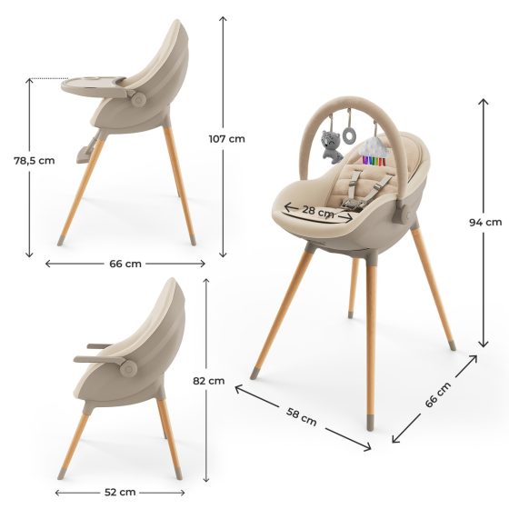 Kinderkraft FINI UP - High Chair for Babies and Children's Chair