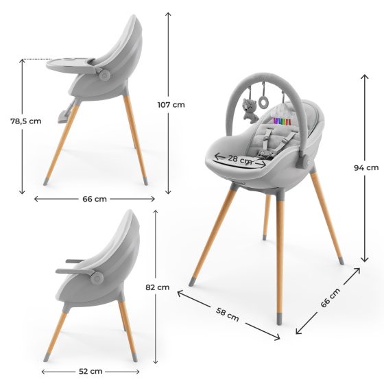 Kinderkraft FINI UP - High Chair for Babies and Children's Chair