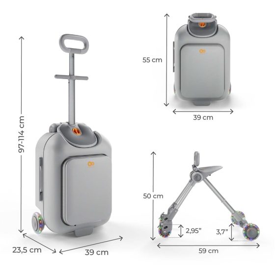 Kinderkraft CABBY 2-in-1 Ride-On Suitcase for Kids with Seat