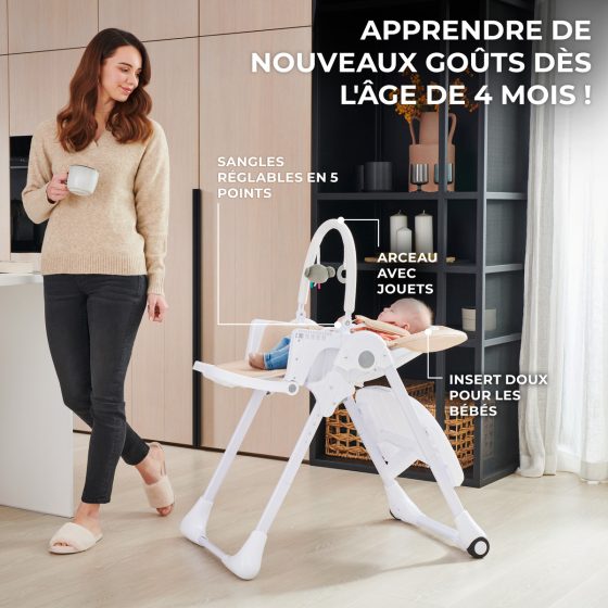 Kinderkraft TUMMIE Chaise haute pliable + transat 2en1 Kinderkraft