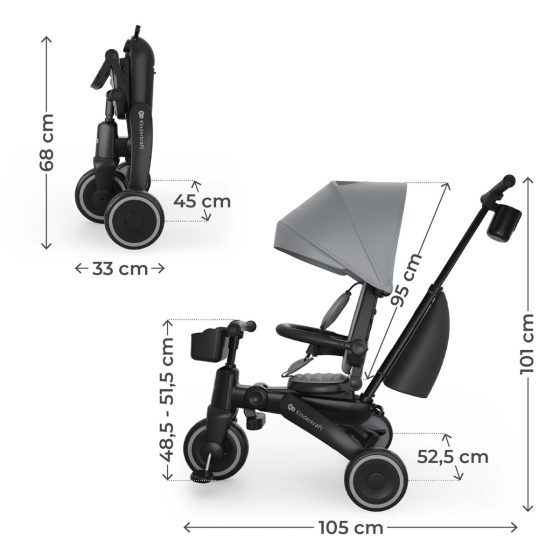 Kinderkraft JAZZ 3 - Folding Tricycle 6 in 1