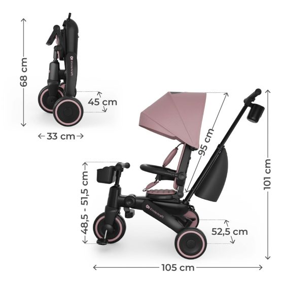 Kinderkraft JAZZ 3 - Folding Tricycle 6 in 1