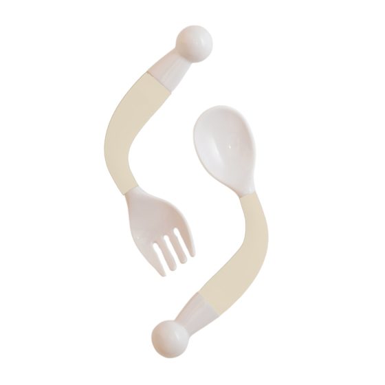 Bo Jungle - Couverts pour bébé : cuillère et fourchette orientables Bo Jungle