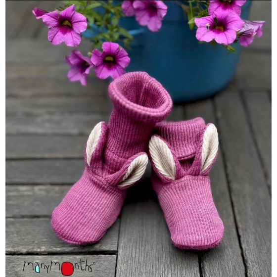 ManyMonths Bunny Booties – Chaussons de portage en laine mérinos à oreilles de lapin Mam