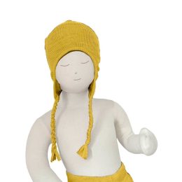 Natural Woollies ManyMonths - Baby Earflap Beanie - merino wool - Original - Golden Star (jaune)
