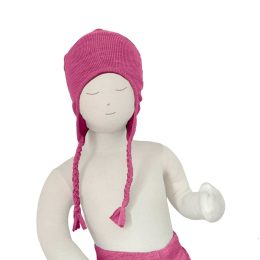 Natural Woollies ManyMonths - Baby Earflap Beanie - merino wool - Original - Nebula Pink (rose)
