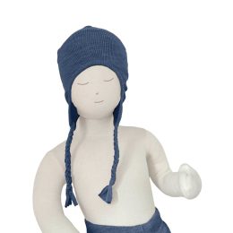 Natural Woollies ManyMonths - Baby Earflap Beanie - merino wool - Original - Moondust Blue (bleu)