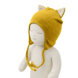 ManyMonths Natural Woollies ManyMonths Natural Woollies Kitty (Earflap) Beanie UNiQUE - Golden Star (jaune)