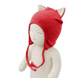 ManyMonths Natural Woollies ManyMonths Natural Woollies Kitty (Earflap) Beanie UNiQUE - Aurora_Red