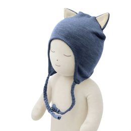 ManyMonths Natural Woollies ManyMonths Natural Woollies Kitty (Earflap) Beanie UNiQUE - Moondust Blue (bleu)