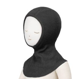 Manymonths Elephant Hood Cagoule bébé en laine mérinos - Foggy Black (presque noir)