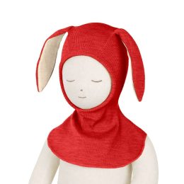 ManyMonths Natural Woollies Elephant Hood with Bunny Ears UNiQUE - Aurora_Red