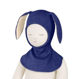 ManyMonths Natural Woollies Elephant Hood with Bunny Ears UNiQUE - Twilight Blue