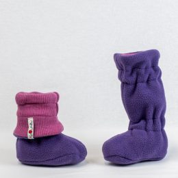 Manymonths Chaussons de portage d'hiver Laine Merinos/Polaire - Nebula Pink + Berry (rose + violet)