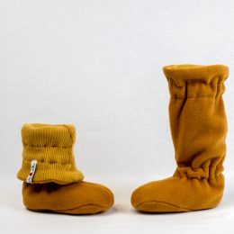 Manymonths Chaussons de portage d'hiver Laine Merinos/Polaire - Golden Star + Gold (jaune + doré)