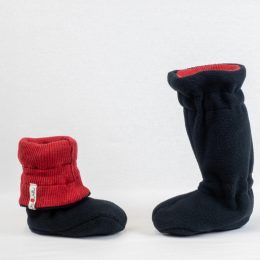 Manymonths Chaussons de portage d'hiver Laine Merinos/Polaire - Aurora Red + Black (rouge + noir)