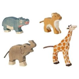 Coffret Animaux sauvages - Lot de 4 figurines en bois Holztiger Holztiger
