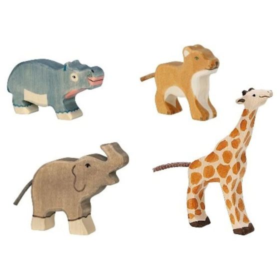 Coffret Animaux sauvages - Lot de 4 figurines en bois Holztiger Holztiger