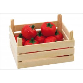 Crate of tomatoes in the wood Goki
