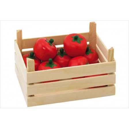 Crate of tomatoes in the wood Goki