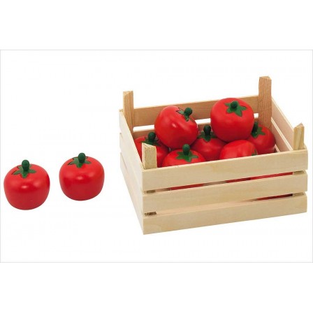 Crate of tomatoes in the wood Goki