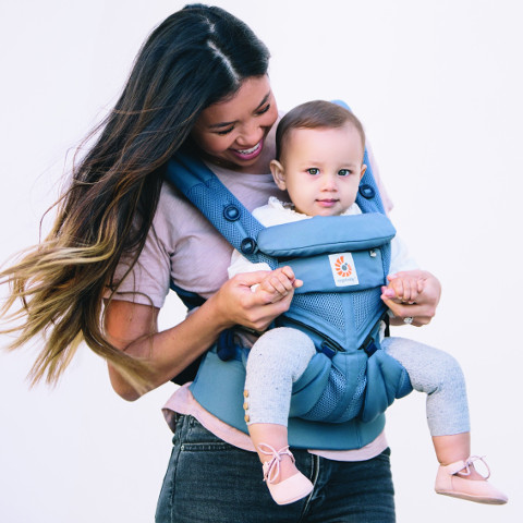 Ergobaby - Porte-Bébé Omni 360 Cool Air/Omni 360 Cool Air Baby Carrier,  Filet Bleu Minuit/Midnight Blue Mesh - Charlotte et Charlie