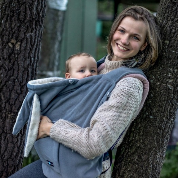 Fun2bemum Couverture de Portage avec oreilles de lapin gris