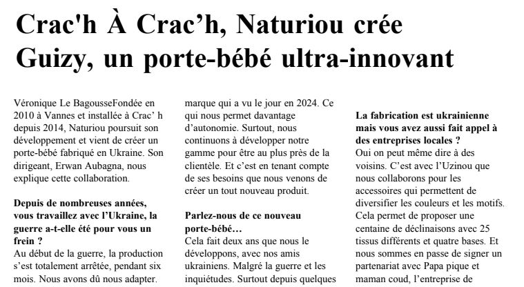 Extrait article presse Le Télégramme