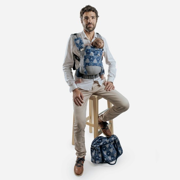 Guizy Gris Galet avec Guizy couture PPMC Ethnique bleu et sac assorti