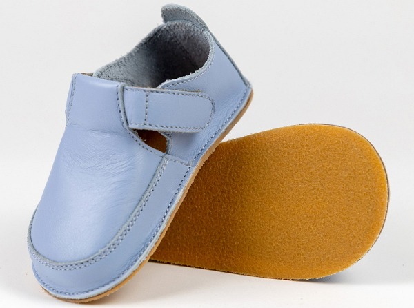 ERDA Classique - Chaussures Barefoot Enfant en Cuir Bleu Ciel