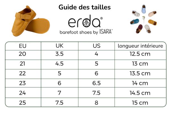Guide des tailles chaussures ERDA Isara