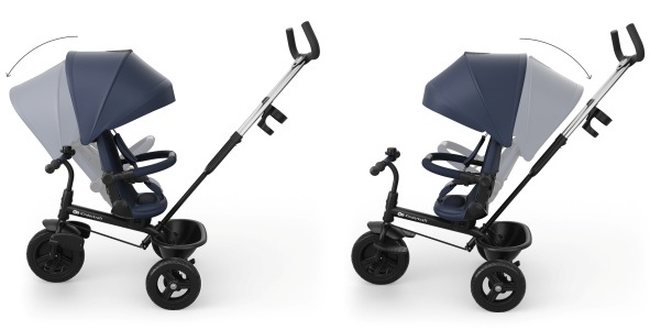 Tricycle avec position semi-allongée réglable dans les deux sens